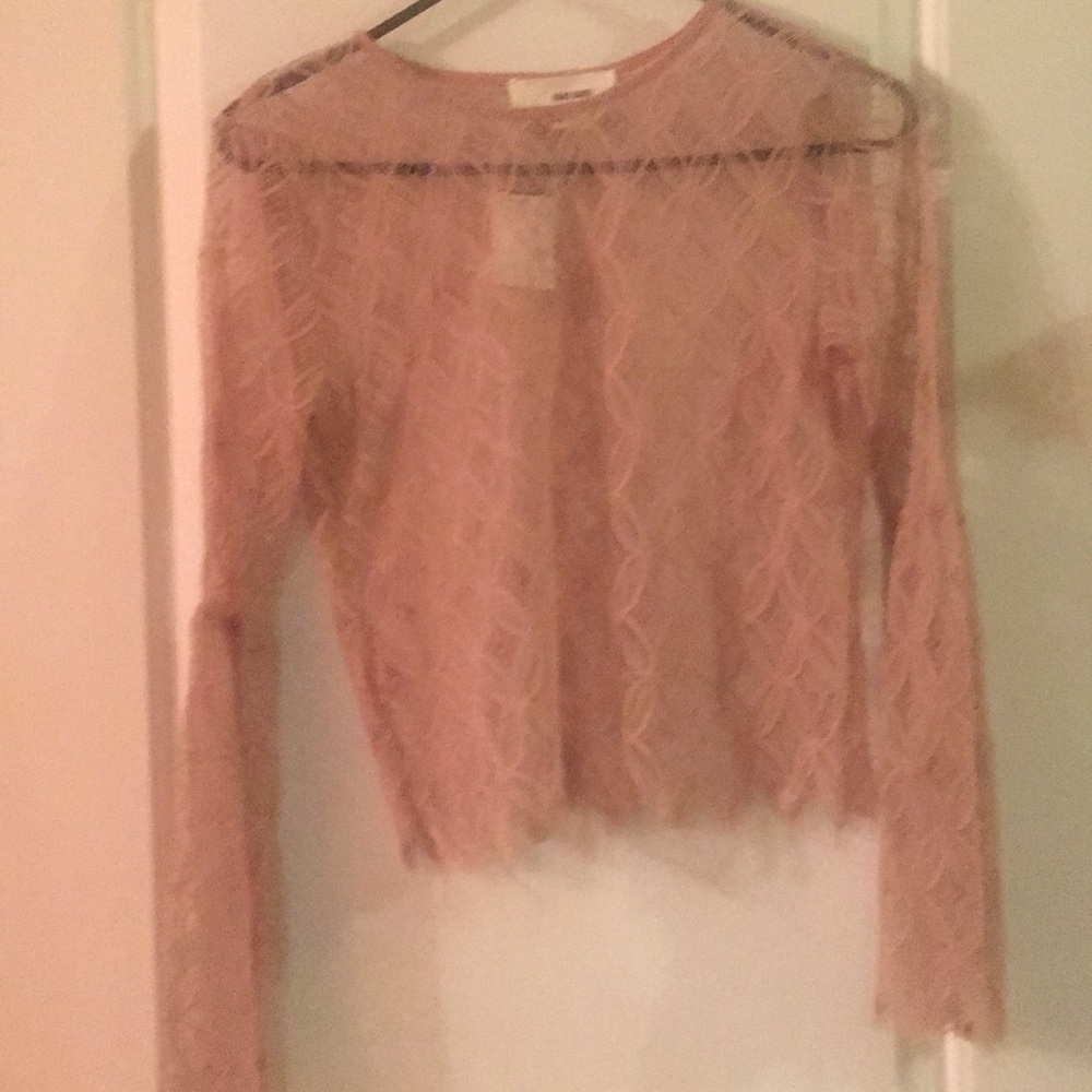 Lace set blouse bell sleeve top and skirt